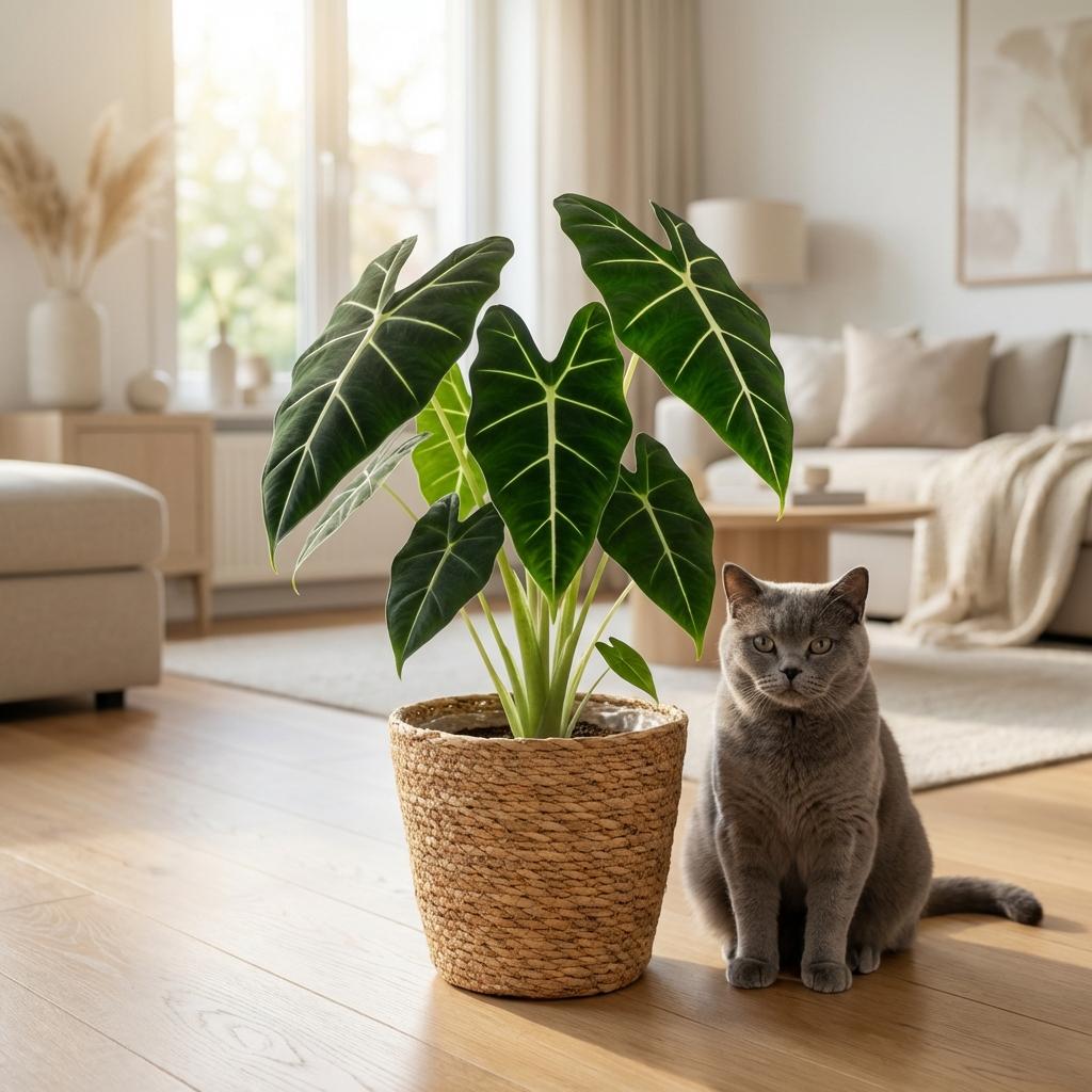 Green boutiQ - Kamerplant - Olifantsoor - Alocasia Frydek - Groen - Weinig onderhoud - 1 Plant - Pot 19cm - Hoogte 60cm