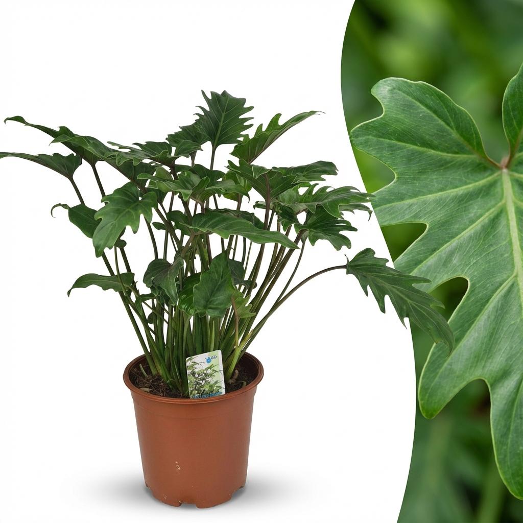 Green boutiQ - Kamerplant - Philodendron - Philodendron Xanadu - Groen - Weinig onderhoud - 1 Plant - Pot 19cm - Hoogte 60cm