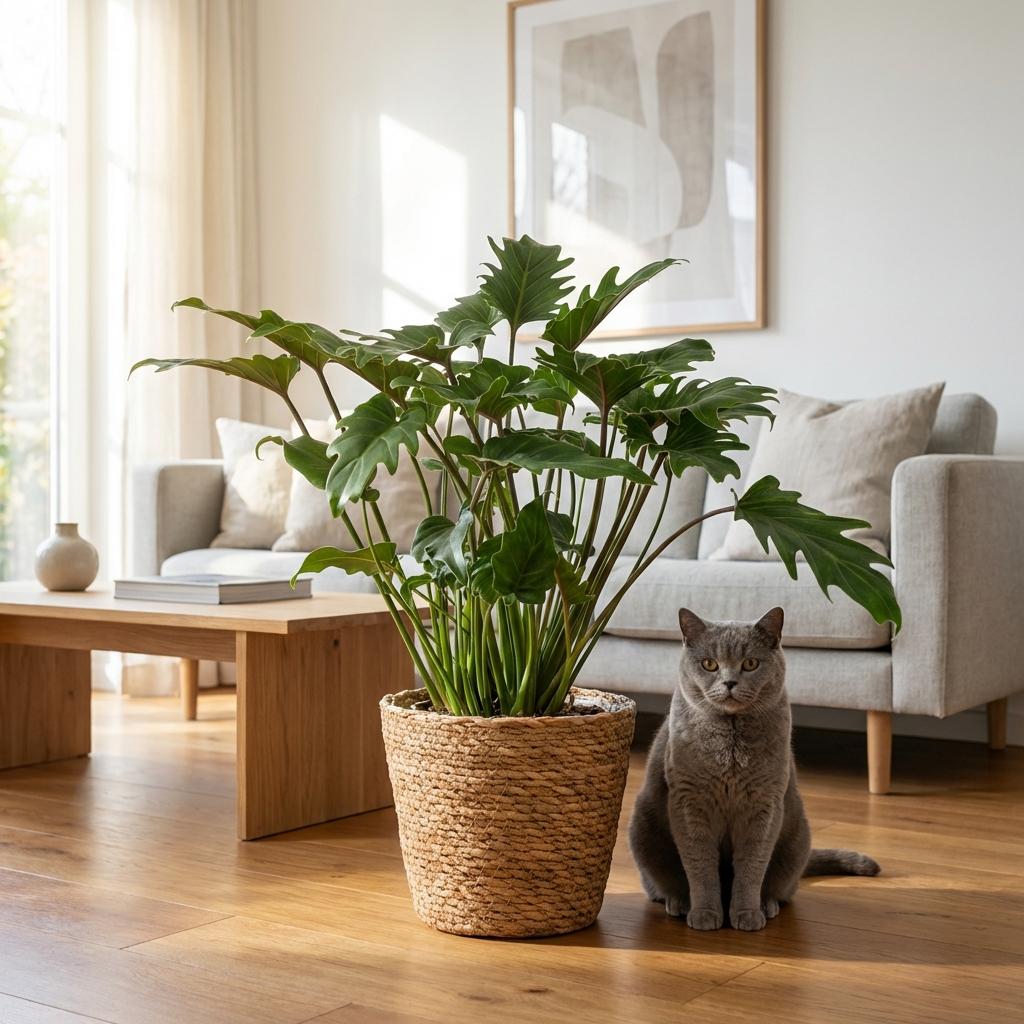 Green boutiQ - Kamerplant - Philodendron - Philodendron Xanadu - Groen - Weinig onderhoud - 1 Plant - Pot 19cm - Hoogte 60cm