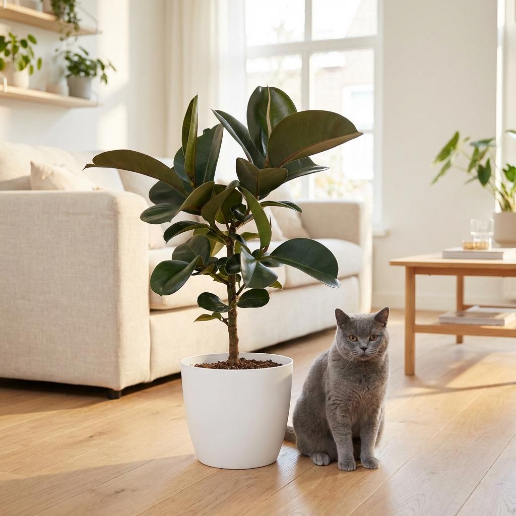 Green boutiQ - Kamerplant - Rubberplant - ficus Elastica Cloe - Groen - Weinig onderhoud - 1 Plant - Pot 19cm - Hoogte 65cm