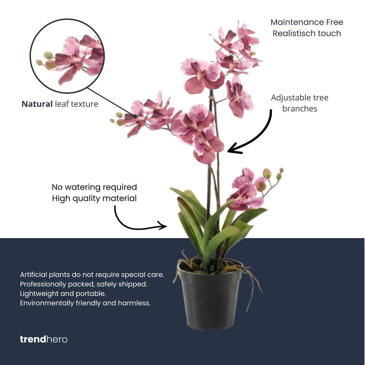 Orchidee Vanda artificielle h60cm