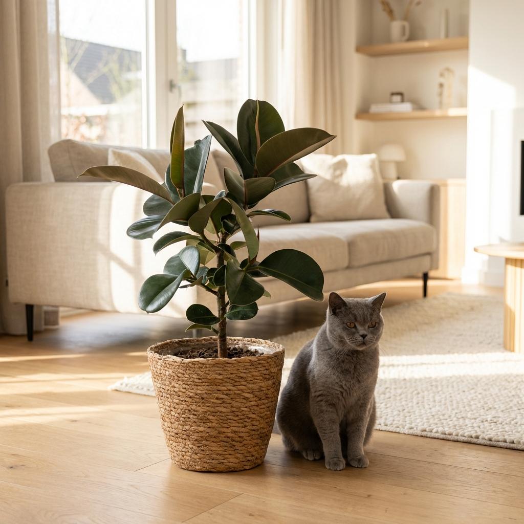 Green boutiQ - Kamerplant - Rubberplant - ficus Elastica Cloe - Groen - Weinig onderhoud - 1 Plant - Pot 19cm - Hoogte 65cm