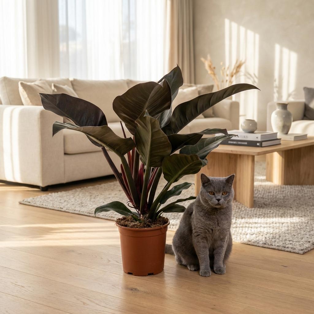 Green boutiQ - Kamerplant - Philodendron - Philodendron Imperial Red - Rood - Weinig onderhoud - 1 Plant - Pot 19cm - Hoogte 60cm